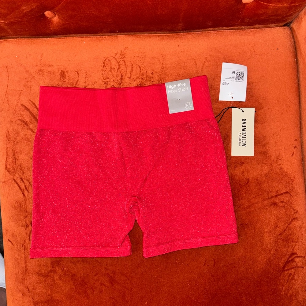 Brand new with tags sparkly red Foreve 21 Bike Shorts Stretchy Fitted Design